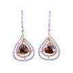 Diamond Drop Earrings Double Halo Rose Cut 3.98 TCW Brown Trillion Cut 14K Gold 