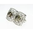 Rose Diamond Double Halo Earrings Fancy Green Cushion 14K White Gold 4.99 TCW