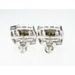 Rose Diamond Double Halo Earrings Fancy Green Cushion 14K White Gold 4.99 TCW