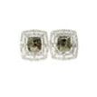 Rose Diamond Double Halo Earrings Fancy Green Cushion 14K White Gold 4.99 TCW