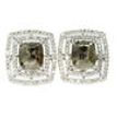 Rose Diamond Double Halo Earrings Fancy Green Cushion 14K White Gold 4.99 TCW