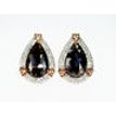 4.97 TCW Rose Cut Diamond Halo Earrings Pear Shape 14K White Gold Fancy Dark Brown