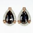 4.97 TCW Rose Cut Diamond Halo Earrings Pear Shape 14K White Gold Fancy Dark Brown