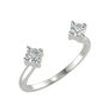 Two-Stone Stackable Diamond Open Ring Solid 14K White Gold Round Cut 0.23 TCW