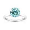 Diamond Solitaire Ring Round Blue 14K White Gold SI1 2.22 Carat