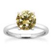 Champagne Diamond Wedding Ring Round Shape Treated 14K White Gold SI1 2.49 CT