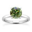 Green Diamond Solitaire Ring Round 14K White Gold VS2 2.01 Carat