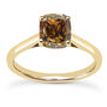 Brown Cushion Diamond Solitaire Ring 14K Yellow Gold SI2 2 Carat