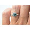 Diamond Solitaire Wedding Ring Blue Round 1.63 Carat SI1 14K White Gold