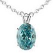 Blue Oval Diamond Pendant Necklace 14K White Gold VS2 1.62 Carat