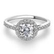Round Diamond Halo Engagement Ring 14k White Gold Treated 1.20 TCW