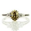 Three-Stone Diamond Engagement Ring Fancy Brown Oval 14K White Gold 1.17 TCW