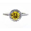 Halo Diamond Engagement Ring Round Treated Fancy Yellow 1.41 TCW 14K White Gold