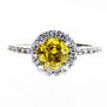 Halo Diamond Engagement Ring Round Treated Fancy Yellow 1.41 TCW 14K White Gold