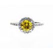 Halo Diamond Engagement Ring Round Treated Fancy Yellow 1.41 TCW 14K White Gold