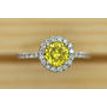 Halo Diamond Engagement Ring Round Treated Fancy Yellow 1.41 TCW 14K White Gold
