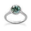 Blue Round Diamond Engagement Ring 14K White Gold VS2 1.14 Carat