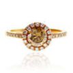 Rose Gold Halo Diamond Engagement Ring Round Fancy Brown 1.12 TCW