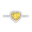 Diamond Halo Engagement Ring Yellow Heart 14K White Gold 1.38 TCW