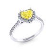 Diamond Halo Engagement Ring Yellow Heart 14K White Gold 1.38 TCW