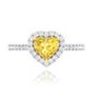 Diamond Halo Engagement Ring Yellow Heart 14K White Gold 1.38 TCW