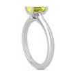 Yellow Emerald Diamond Solitaire Ring 14K White Gold 1 Carat