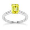 Yellow Emerald Diamond Solitaire Ring 14K White Gold 1 Carat