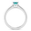 Blue Emerald Diamond Solitaire Ring 14K White Gold VS2 1 Carat