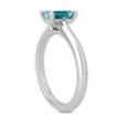 Blue Emerald Diamond Solitaire Ring 14K White Gold VS2 1 Carat