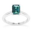 Blue Emerald Diamond Solitaire Ring 14K White Gold VS2 1 Carat