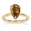 Pear Diamond Solitaire Ring Fancy Brown Color Treated 14K Yellow Gold VS2 1 Carat