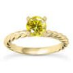 Diamond Solitaire Ring Round Fancy Yellow Color Treated 14K Gold SI1 1 Carat