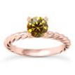Brown Diamond Solitaire Ring Round Shape Treated 14K Rose Gold VS2 1.00 Carat