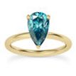 Pear Shape Diamond Wedding Ring Blue Treated 14K Yellow Gold IGI Cert 0.98 Carat