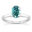 Oval Shape Diamond Solitaire Ring Blue Color Treated 14K White Gold VS2 1.00 ct