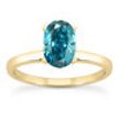 Blue Oval Diamond Solitaire Ring Solid 14K Yellow Gold VS2 1 Carat