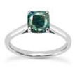 Blue Cushion Diamond Solitaire Ring 14K White Gold SI1 1.02 Carat