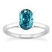 Genuine Oval Cut Diamond Solitaire Ring Blue Treated 14K White Gold VS2 1 Carat