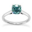 Blue Cushion Diamond Solitaire Ring 14K White Gold 1 Carat