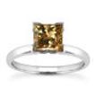 Princess Diamond Solitaire Ring Brown 14K White Gold SI1 1 Carat