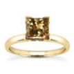 Princess Diamond Solitaire Wedding Ring Brown 14K Yellow Gold 1 Carat 