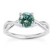 Diamond Split Shank Ring Natural Round Blue Treated 14K White Gold VS2 1 Carat