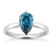 Blue Diamond Solitaire Ring Pear Shape Treated 14K White Gold VS2 1.02 Carat