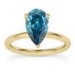Diamond Solitaire Ladies Ring Pear Shape Blue Treated 14K Yellow Gold VS2 1 Carat