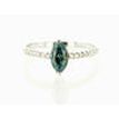 Blue Marquise Cut Diamond Engagement Ring 14K White Gold 0.83 TCW