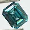 Blue Emerald Diamond Solitaire Ring 14K White Gold VS2 1 Carat