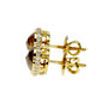 Rose Cut Diamond Halo Earrings Fancy Yellowish Orange 14K Yellow Gold 2.76 TCW