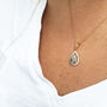 Rose Cut Pear Shape Diamond Halo Pendant 14K Rose Gold Fancy Gray 1.54 TCW