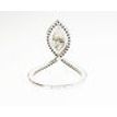 Rose Cut Marquise Diamond Halo Engagement Ring Real Fancy Gray 14K White Gold 1.13 TCW