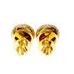 Rose Cut Diamond Halo Earrings Fancy Yellowish Orange 14K Yellow Gold 2.76 TCW